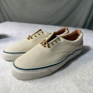 Vintage Bass Compass Women’s 7.5 Natural Canvas Lowtop Sneaker Boat Shoes Cream